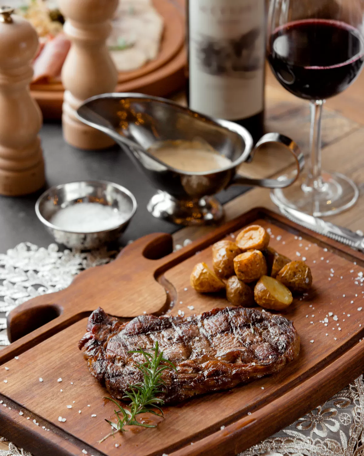 Skirt steak, ribeye and duck magret